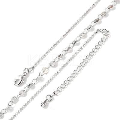 Brass Cable & Flat Sequin Chains Necklaces for Women NJEW-D302-40P-1