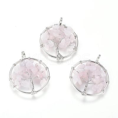 Natural Rose Quartz Pendants G-E419-08P-1
