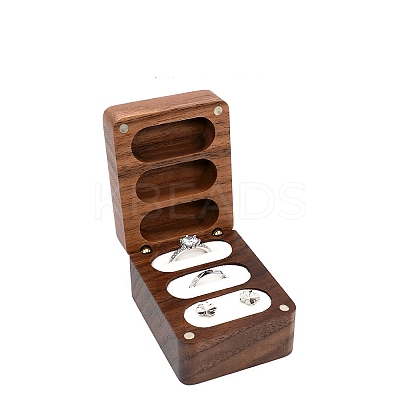 3-Slot Walnut Wood Jewelry Gift Box with Magnetic Cover PW-WG50058-01-1