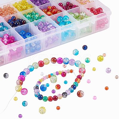 Spray Painted Crackle Glass Beads Sets CCG-PH0003-08-1