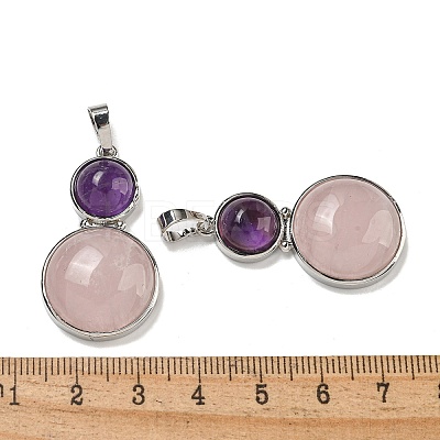 Natural Rose Quartz & Natural Amethyst Pendants G-G147-06P-08-1