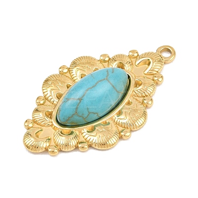 Bohemian Style 304 Stainless Steel with Synthetic Turquoise Pendants STAS-G381-02G-02-1