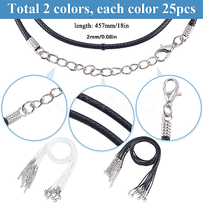 50Pcs 2 Colors Waxed Imitation Leather Cord Necklace Makings MAK-SP0001-05-1