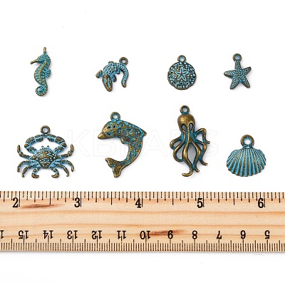 16Pcs 8 Styles Tibetan Style Alloy Pendants PALLOY-FP0001-03-1