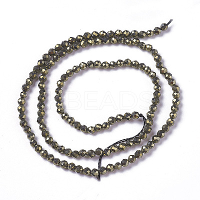 Natural Pyrite Beads Strands G-F596-38-4mm-1