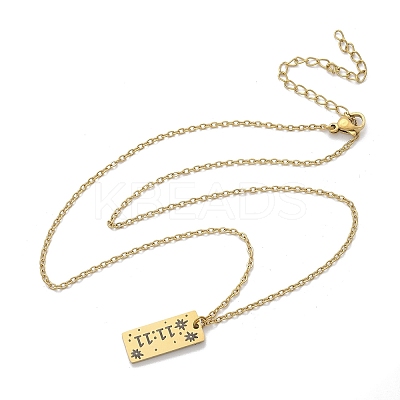304 Stainless Steel Number 11:11 Pendant Necklaces NJEW-NH0002-01G-03-1