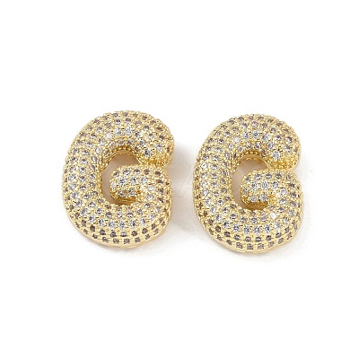 Brass Micro Pave Clear Cubic Zirconia Pendants KK-Z041-01G-G-1