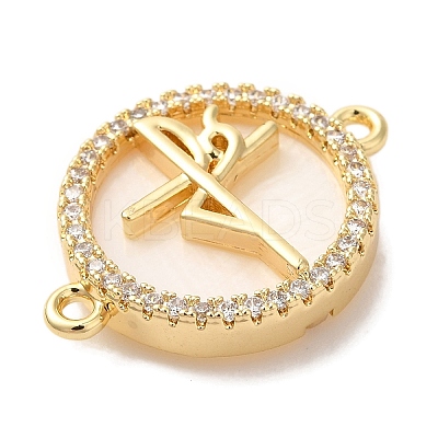 Rack Plating Brass Micro Pave Clear Cubic Zirconia Spanish Faith Cross Connector Charms KK-L220-003G-03-1