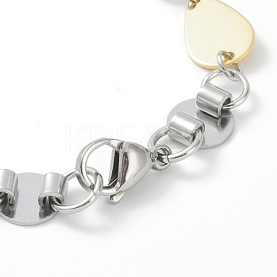 201 Stainless Steel Flat Round & Teardrop Link Chain Bracelets for Women Men BJEW-I316-01PG-1