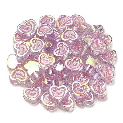 UV Plating Rainbow Iridescent Acrylic Beads X-OACR-G012-11-1