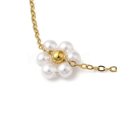 304 Stainless Steel & Plastic Pearl Link Chain Necklaces for Women NJEW-K383-04C-G-1
