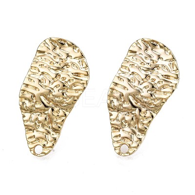 Hammered Brass Stud Earring Findings KK-Q764-036-1