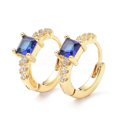 Brass Inlaid Cubic Zirconia Hoop Earrings ZIRC-P090-16G-C-1