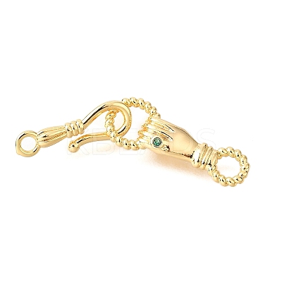 Brass Micro Pave Green Cubic Zirconia Fold Over Clasps KK-D356-15G-1