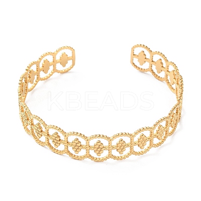 304 Stainless Steel Hollow Oval Cuff Bangles BJEW-F457-11G-1