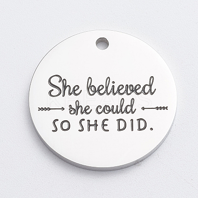 304 Stainless Steel Quote Pendants STAS-WH0014-03P-1