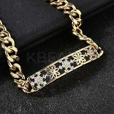 Brass Micro Pave Clear Cubic Zirconia Link Bracelets BJEW-F498-04A-G-1