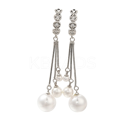 Rack Plating Brass Micro Pave Clear Cubic Zirconia Tassel Hoop Earrings EJEW-H016-09P-1