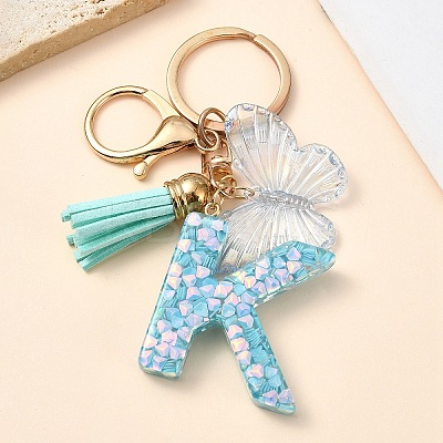Resin & Acrylic & Faux Suede Tassel Keychain X1-KEYC-YW00117-11-1