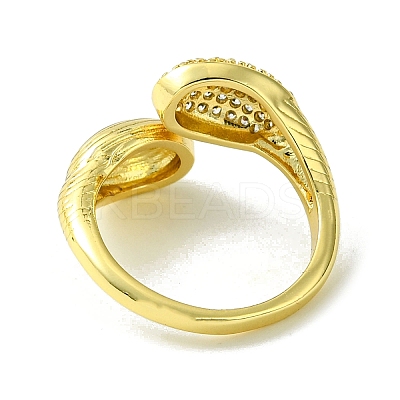 Brass Micro Pave Cubic Zirconia Open Cuff Rings RJEW-K256-22G-1