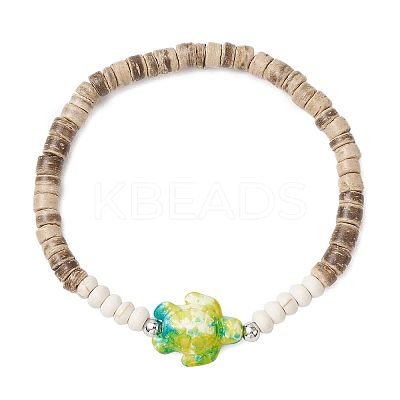 Sea Turtles and Starfish Coconut Beads Bracelets BJEW-JB11882-03-1