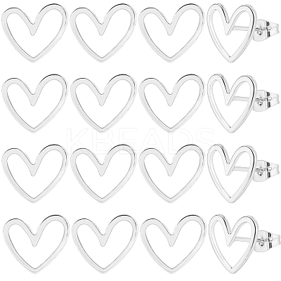 20Pcs Brass Heart Stud Earrings KK-BBC0021-98-1