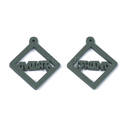 Spray Painted Wood Pendants WOOD-T017-05D-1