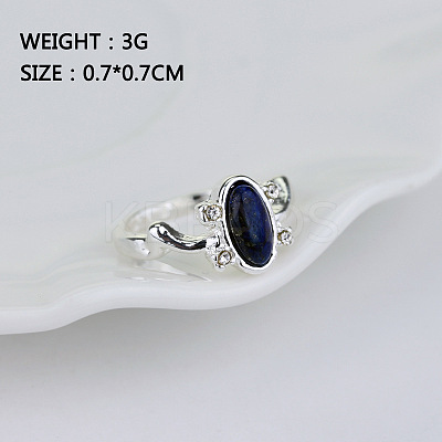 Alloy with Natural Lapis Lazuli Finger Rings FS-WGF3EDB-07-1