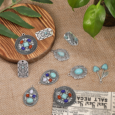 24Pcs 12 Style Synthetic Turquoise Pendants FIND-CA0008-21-1