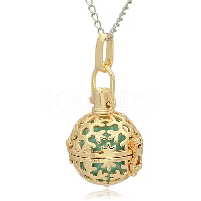 Golden Tone Brass Hollow Round Cage Pendants KK-J232-02G-1