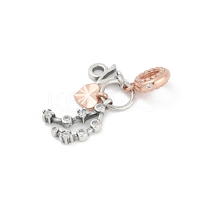 Brass Pendants with Cubic Zirconia European Beads LS-KK-Q015-01M-1