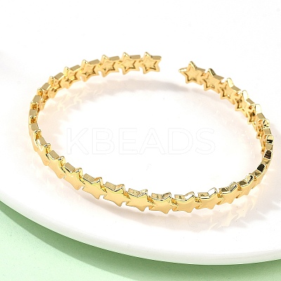 Star Brass Cuff Bangles for Women BJEW-C144-01A-G-1
