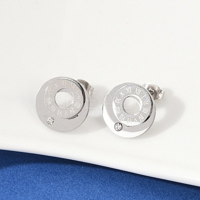 304 Stainless Steel Rhinestone Stud Earrings EJEW-Z089-06P-1