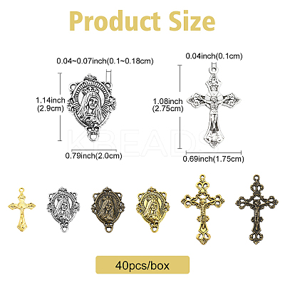 40Pcs 8 Styles Tibetan Style Alloy Pendants TIBEP-YW0001-88-1