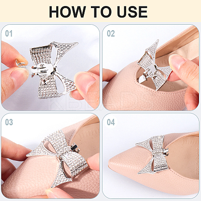 2Pcs Bowknot Alloy Rhinestone Shoe Decorations FIND-CP0002-30A-1