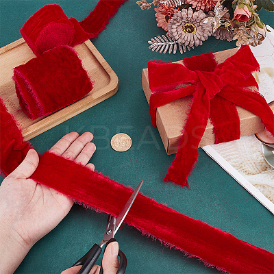 3 Rolls 3 Styles Frayed Polyester Ribbon OCOR-WR0001-72-1
