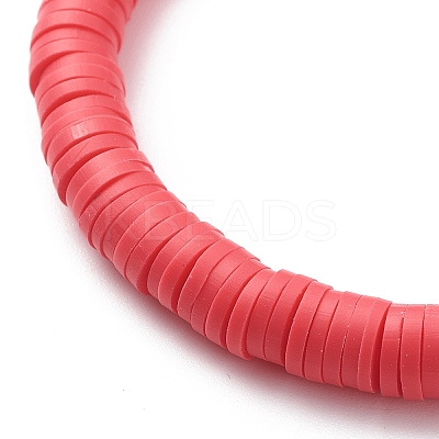 5Pcs 5 Color Handmade Polymer Clay Disc Surfer Stretch Bracelets Set BJEW-JB08800-1