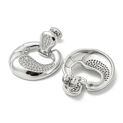 Crab Claw Rack Plating Brass Micro Pave Cubic Zirconia Dangle Stud Earrings EJEW-F331-20P-1