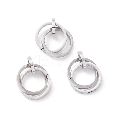 Non-Tarnish 304 Stainless Steel Interlocking Ring Pendants X-STAS-E090-90P-1