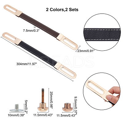 2 Sets 2 Colors PU Leather Sliding Bag Handles FIND-CA0002-05-1