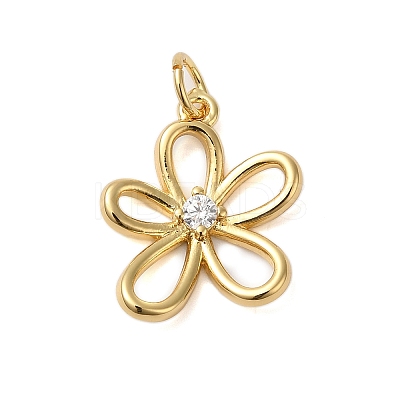 Rack Plating Brass & Clear Cubic Zirconia  Pendants KK-S372-18G-1