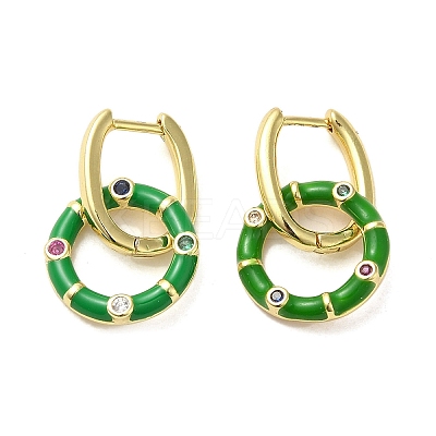 Real 18K Gold Plated Brass Ring Dangle Hoop Earrings EJEW-L268-019G-01-1
