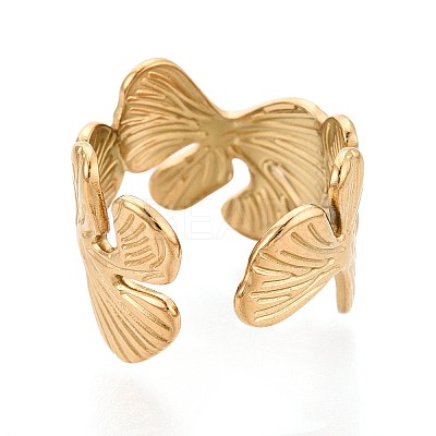 Ion Plating(IP) 304 Stainless Steel Cuff Open Rings for Women RJEW-N052-12G-1