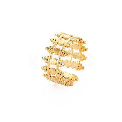 Ion Plating(IP) 304 Stainless Steel Triangle Wrap Open Cuff Ring for Women X-RJEW-S405-155G-1