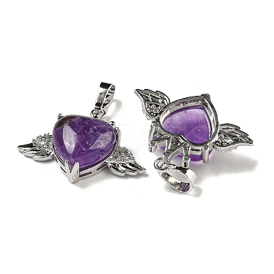 Natural Amethyst with Clear Cubic Zirconia Pendants G-G133-02P-22-1