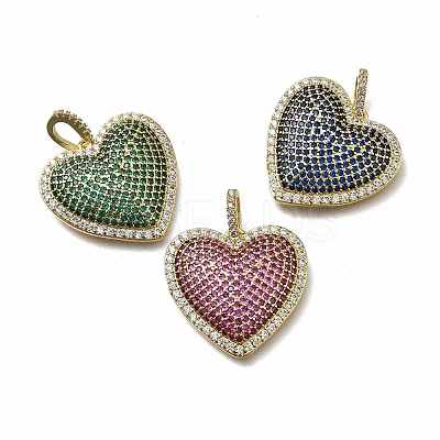 Brass Micro Pave Cubic Zirconia Pendants KK-C090-43G-1