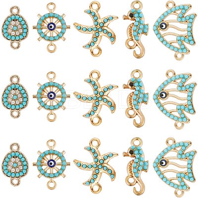 40Pcs 5 Styles Ocean Theme Alloy Connector Charms FIND-SC0008-62-1