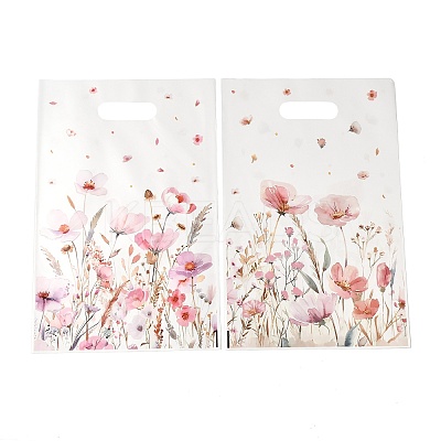 50Pcs 2 Styles Flower Printed Plastic Gift Storage Tote Bags PL-CBAAD12-04-1
