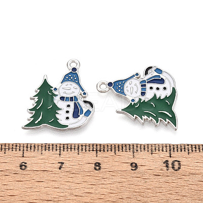Christmas Rack Plating Alloy Enamel Snowman Pendants ENAM-T024-71A-P-1