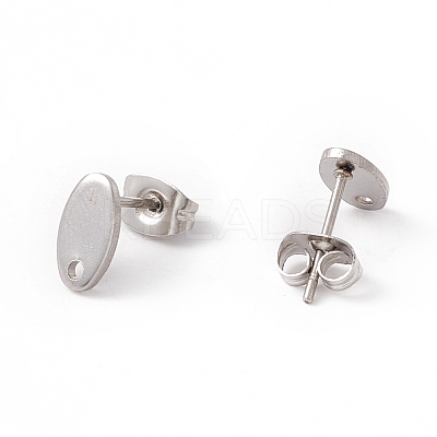 Non-Tarnish 201 Stainless Steel Stud Earring Findings with Hole EJEW-A071-01C-P-1